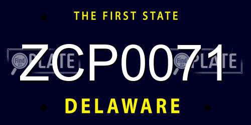 ZCP0071 Delaware License Plate