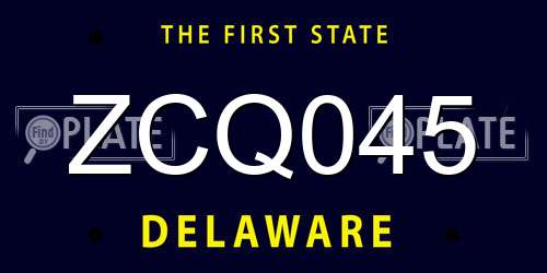 ZCQ045 Delaware License Plate