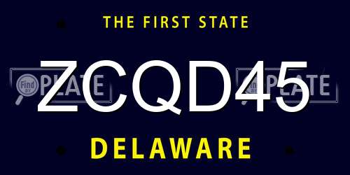 ZCQD45 Delaware License Plate