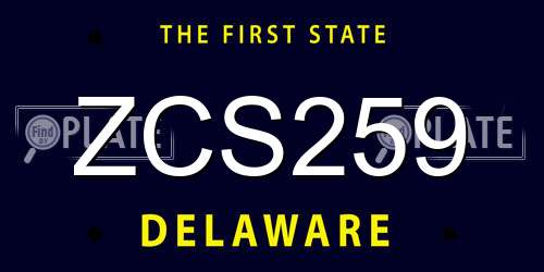 ZCS259 Delaware License Plate