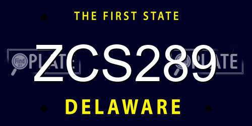 ZCS289 Delaware License Plate