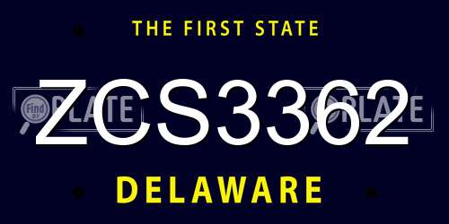 ZCS3362 Delaware License Plate