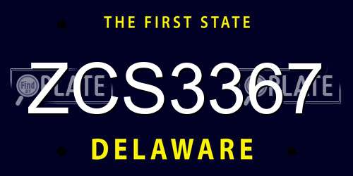 ZCS3367 Delaware License Plate