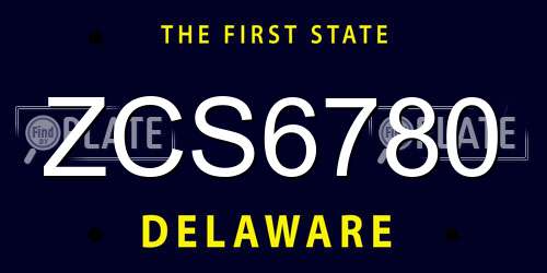 ZCS6780 Delaware License Plate