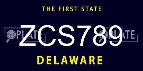 ZCS789 Delaware License Plate