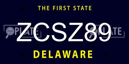 ZCSZ89 Delaware License Plate