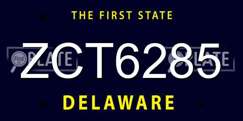 ZCT6285 Delaware License Plate