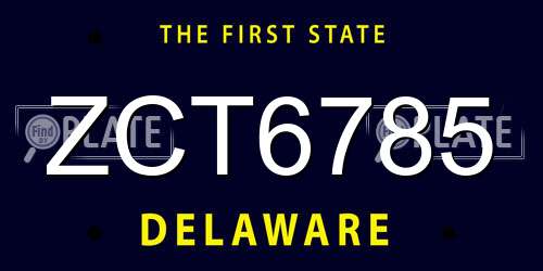 ZCT6785 Delaware License Plate