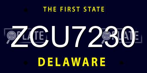 ZCU7230 Delaware License Plate