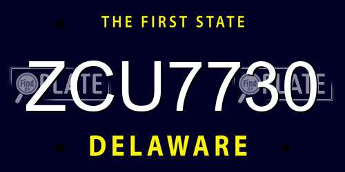 ZCU7730 Delaware License Plate