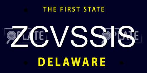 ZCVSSIS Delaware License Plate