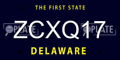 ZCXQ17 Delaware License Plate