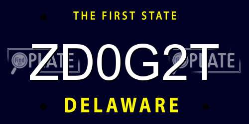 ZD0G2T Delaware License Plate