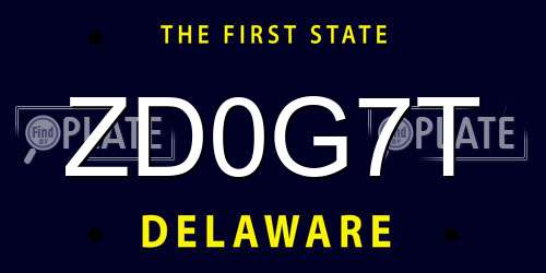 ZD0G7T Delaware License Plate
