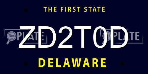 ZD2T0D Delaware License Plate