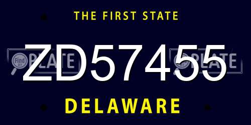 ZD57455 Delaware License Plate