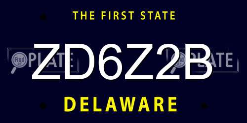 ZD6Z2B Delaware License Plate
