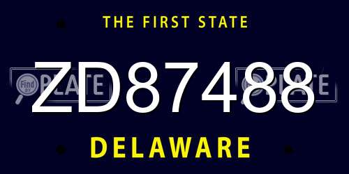 ZD87488 Delaware License Plate