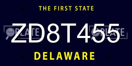 ZD8T455 Delaware License Plate