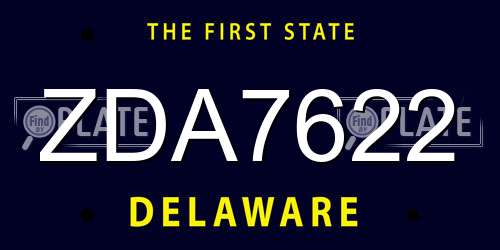 ZDA7622 Delaware License Plate
