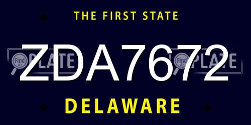 ZDA7672 Delaware License Plate