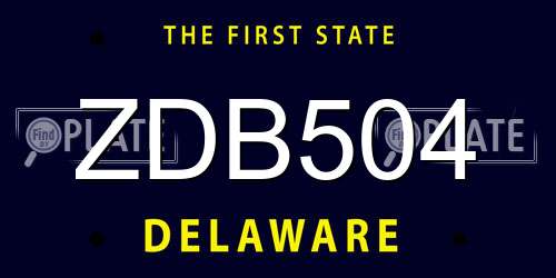 ZDB504 Delaware License Plate