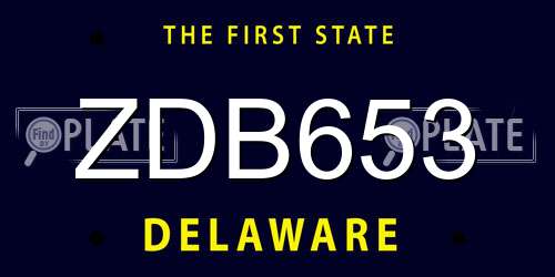 ZDB653 Delaware License Plate