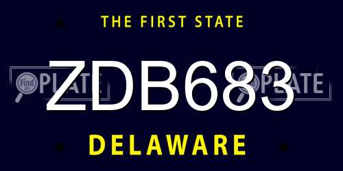 ZDB683 Delaware License Plate