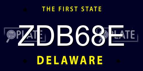 ZDB68E Delaware License Plate