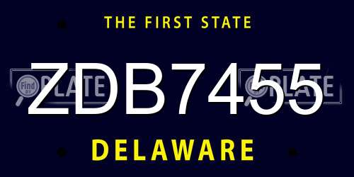 ZDB7455 Delaware License Plate