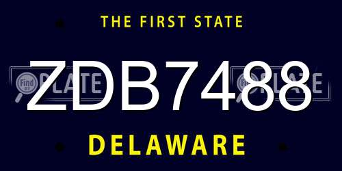 ZDB7488 Delaware License Plate