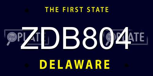 ZDB804 Delaware License Plate