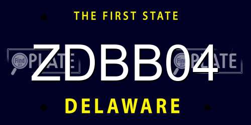 ZDBB04 Delaware License Plate