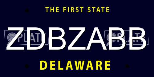 ZDBZABB Delaware License Plate