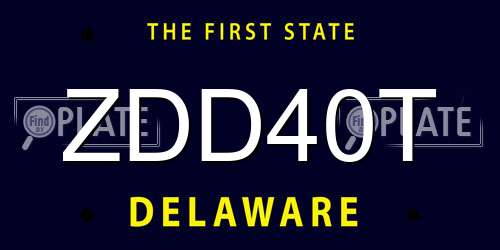 ZDD40T Delaware License Plate