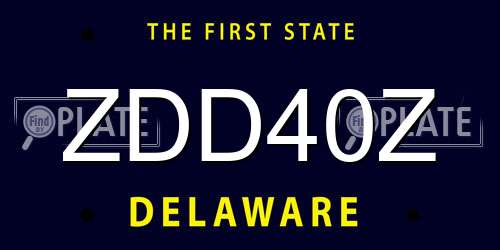 ZDD40Z Delaware License Plate