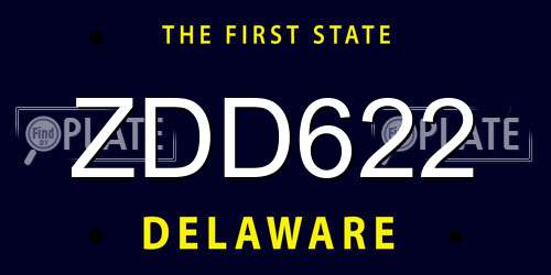 ZDD622 Delaware License Plate