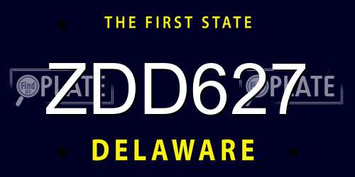 ZDD627 Delaware License Plate