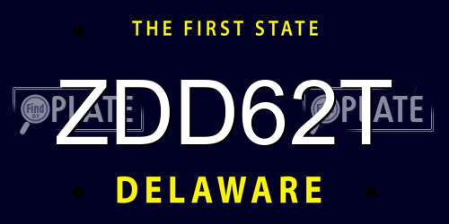 ZDD62T Delaware License Plate