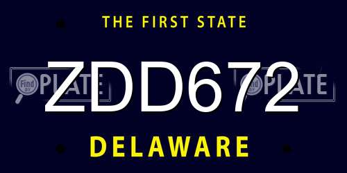 ZDD672 Delaware License Plate