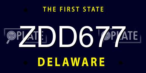 ZDD677 Delaware License Plate