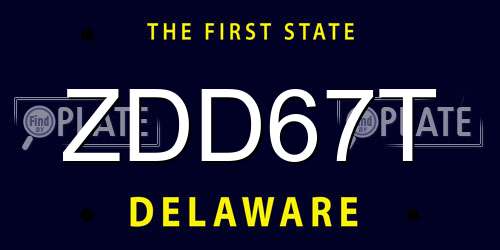 ZDD67T Delaware License Plate