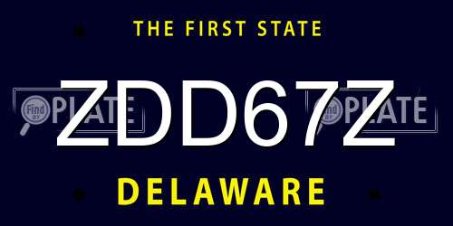 ZDD67Z Delaware License Plate