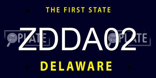 ZDDA02 Delaware License Plate