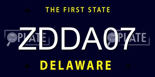 ZDDA07 Delaware License Plate