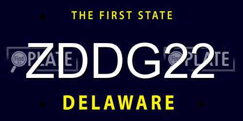 ZDDG22 Delaware License Plate