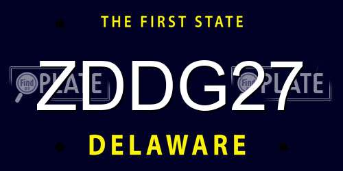 ZDDG27 Delaware License Plate