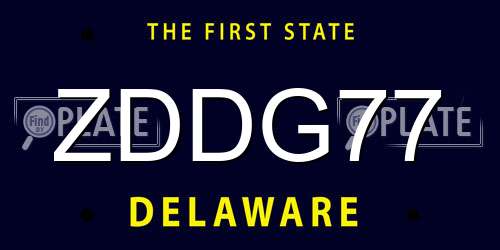 ZDDG77 Delaware License Plate