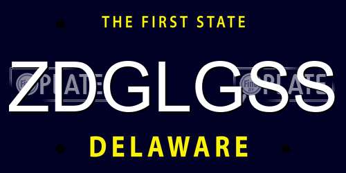 ZDGLGSS Delaware License Plate