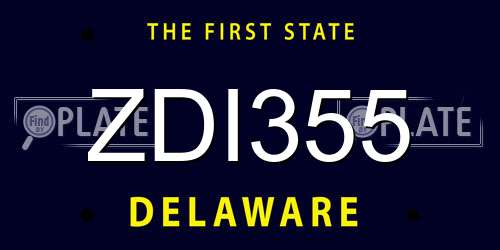 ZDI355 Delaware License Plate